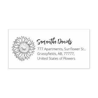 Custom Sunflower Return Address Rubber Stamp