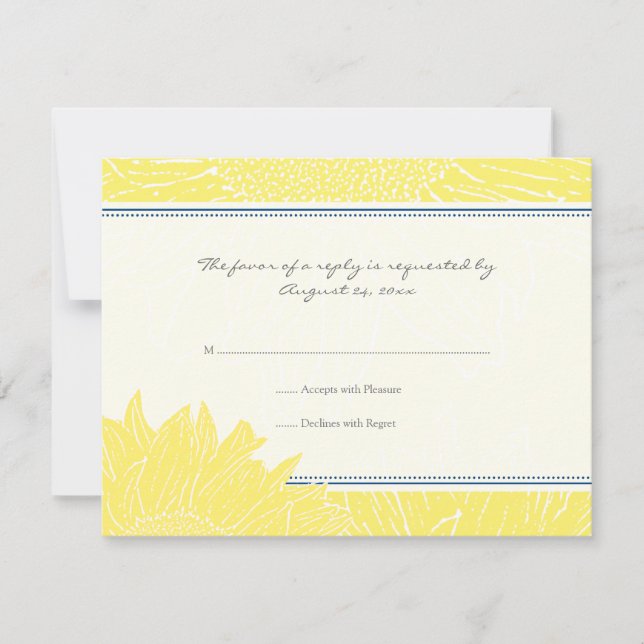 ::custom: Sunflower RSVP Card: Navy & Yellow (Front)