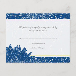 ::custom: Sunflower RSVP Card: Yellow & Navy Card