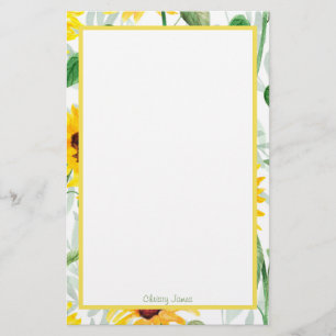 Custom Sunflower Stationery Paper