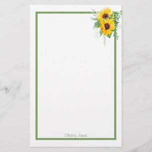 Custom Sunflower Stationery Paper