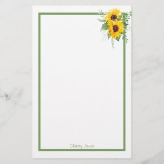 Custom Sunflower Stationery Paper