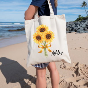 Custom Sunflower Tote Bag for Women, Bridesmaids