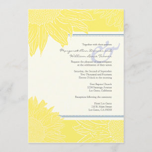 custom::Sunflower Wedding Invite: Navy & Yellow Invitation