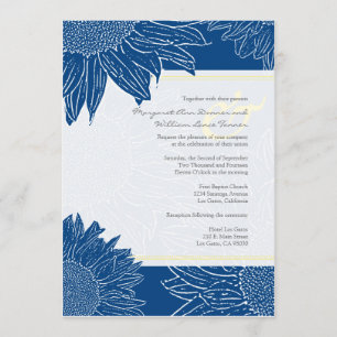 custom::Sunflower Wedding Invite: Yellow 106 Navy Invitation