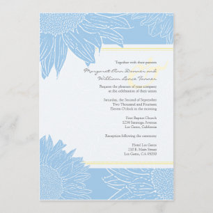 custom::Sunflower Wedding Invite: Yellow & Lt Blue Invitation