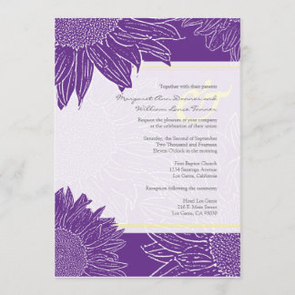 custom::Sunflower Wedding Invite: Yellow Purple526 Invitation