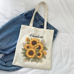 Custom Sunflowers tote bag, Gift for Women or Mum Bag