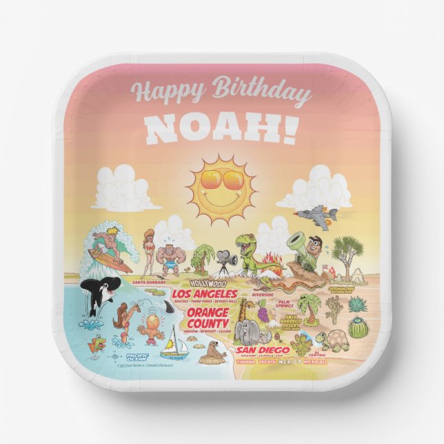 Custom Sunny SoCal Paper Plate (Front)