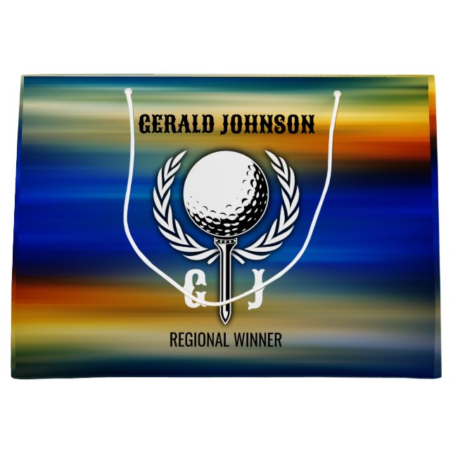 Custom Sunset Golf Monogram Design Large Gift Bag (Front)