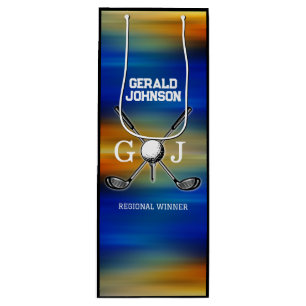 Custom Sunset Golf Monogram Design Wine Gift Bag