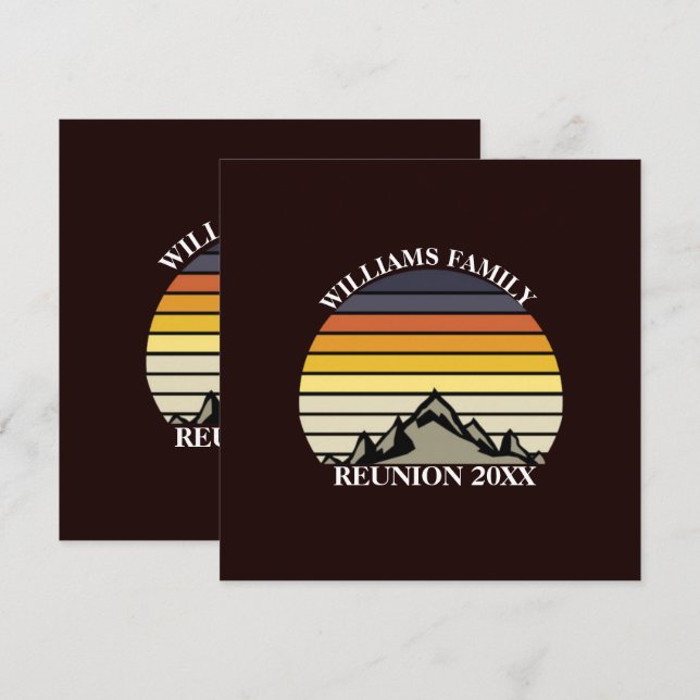 Custom Sunset Mountain Family Reunion Party  Invitation (Front/Back)