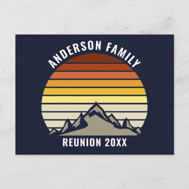 Custom Sunset Mountain Family Reunion Party Postcard (Front)