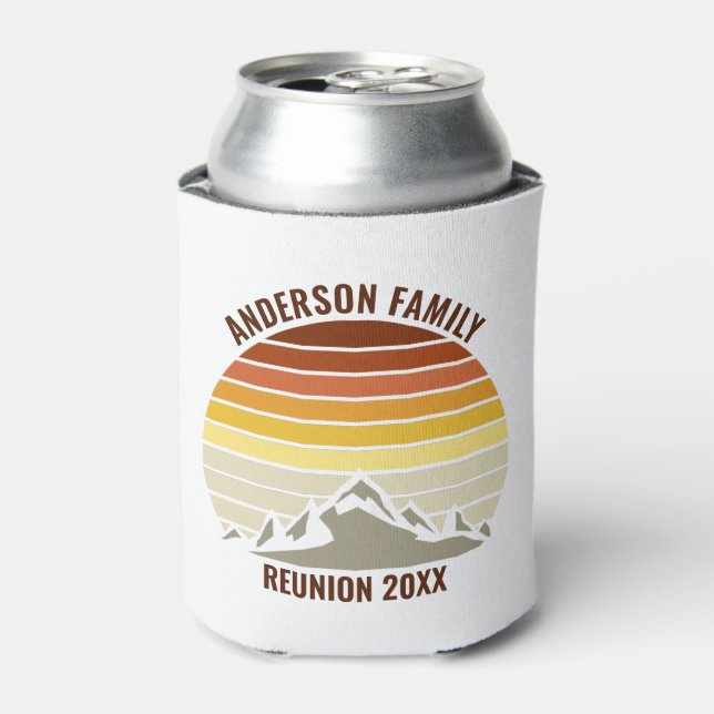 Custom Sunset Mountain Family Reunion Vintage Can Cooler (Can Front)