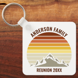 Custom Sunset Mountain Family Reunion Vintage Key Ring