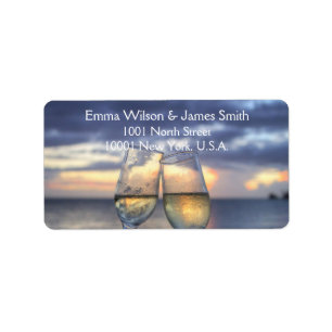 Custom Sunset On The Beach Wedding Address Labels
