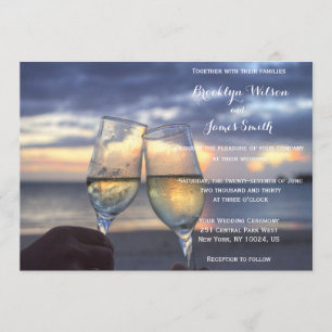 Custom Sunset On The Beach Wedding Invitations