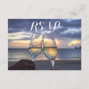 Custom Sunset On The Beach Wedding RSVP Cards