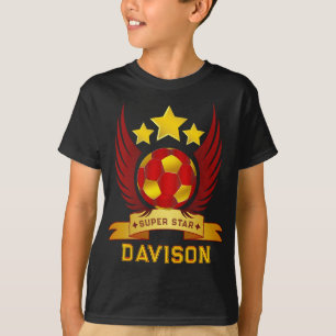 Custom Super Star Soccer Emblem Wings Banner T-Shirt