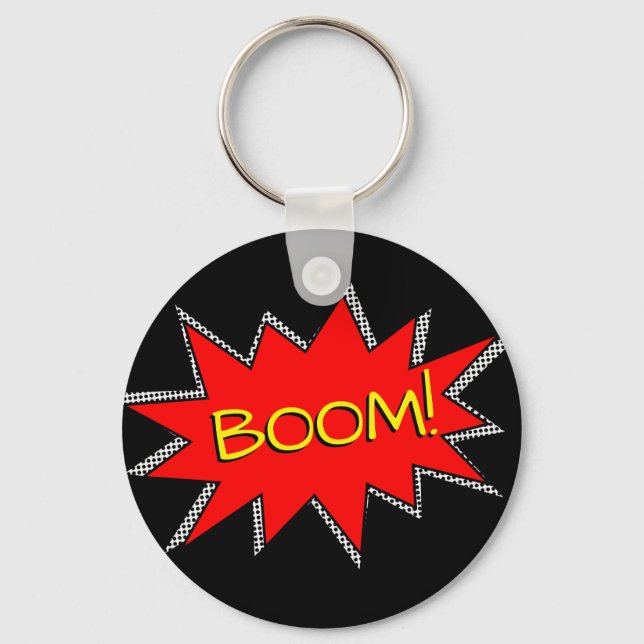 Custom Superhero Bomb Boom Sound Effect Template Key Ring (Front)
