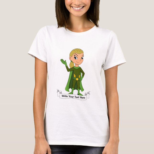 Custom superhero girl cartoon T-Shirt (Front)