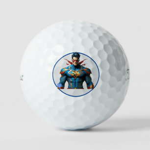 "Custom Superhero Illustrations" Golf Balls