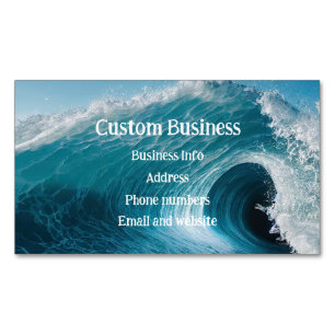 Custom Surfing Surf Tropical Beach Curl Wave Ocean Magnetic Business Card
