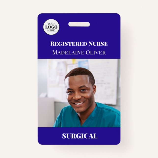Custom Surgical Registered Nurse Logo ID Badge (Front)