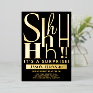 Custom Surprise Birthday Party Invite, Shhh Secret