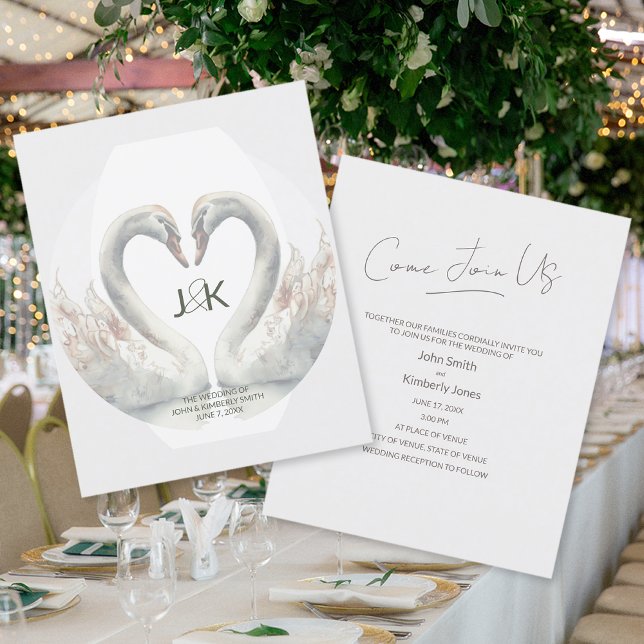 Custom Swan Wedding Flyers (Custom Swan Wedding Flyers (front and back))