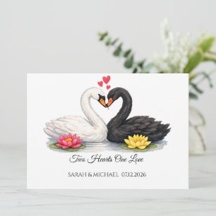 Custom Swans Two Hearts One Love Invitation