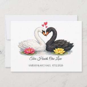 Custom Swans Two Hearts One Love Invitation