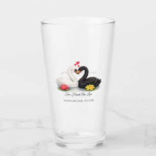 Custom Swans Wedding Thank You Glass Tumbler