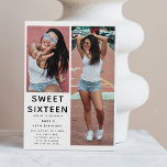 Custom 'SWEET 16' 2 Photo 16th Birthday Party Invitation<br><div class="desc">Get ready to stun your friends with our knock-out Sweet 16 invites! Seal it with 2 pictures of your choice, add a dash of your style with customisable text size, colour, and font style, and top it off with the glossy 'SWEET SIXTEEN' heading. It suits any theme, and it's a...</div>