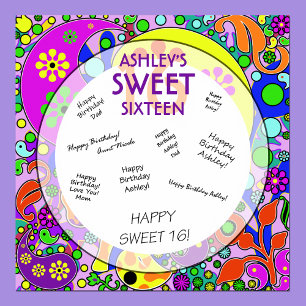 Custom Sweet 16 Birthday Party Keepsake Autograph Poster