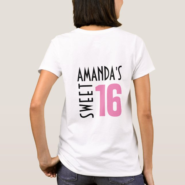 Custom Sweet 16 T Shirt | Party Favour (Back)