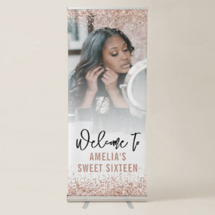 Custom Sweet 16 Welcome Sign Pink Glitter