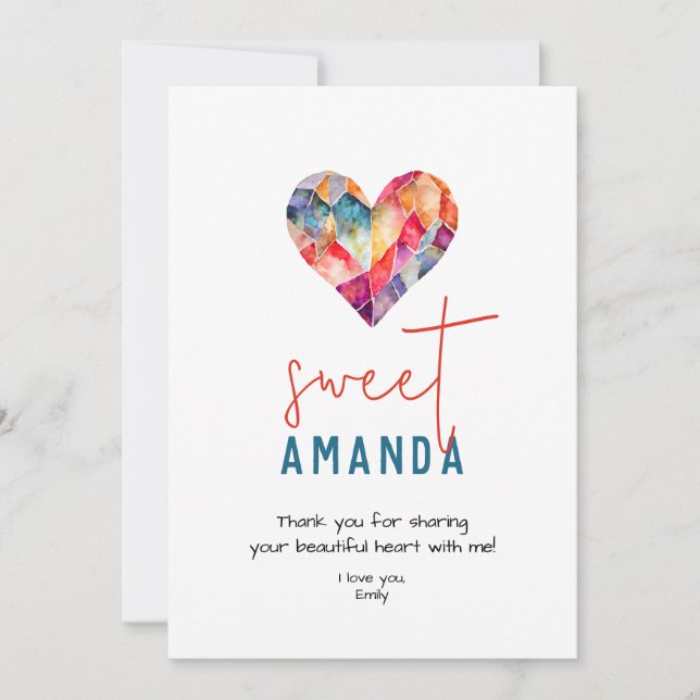 Custom sweet friend love card with heart (Front)