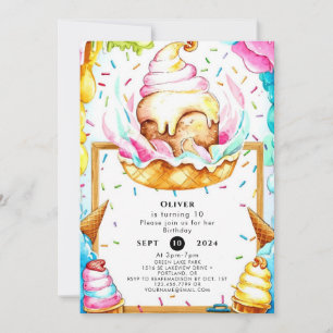 Custom Sweet Magic Ice Cream Birthday Invitation