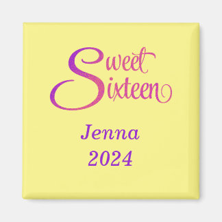 Custom Sweet Sixteen Name and Year Magnet