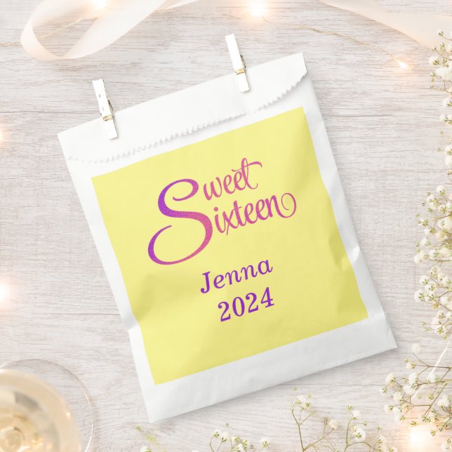 Custom Sweet Sixteen Name and Year Treat Bag (Clipped)