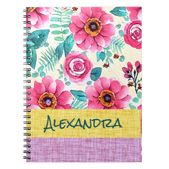 Custom sweet texture background mustard pink notebook (Front)