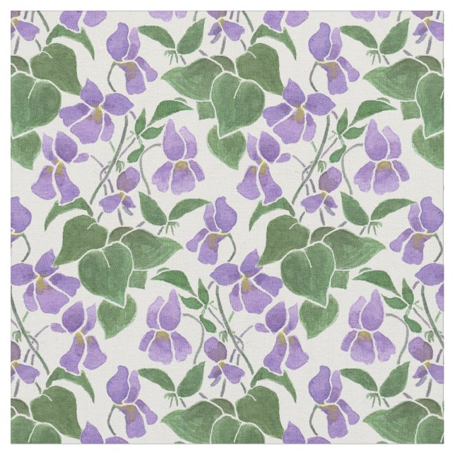 Custom Sweet Violets Repeat Pattern Fabric (Close Up)