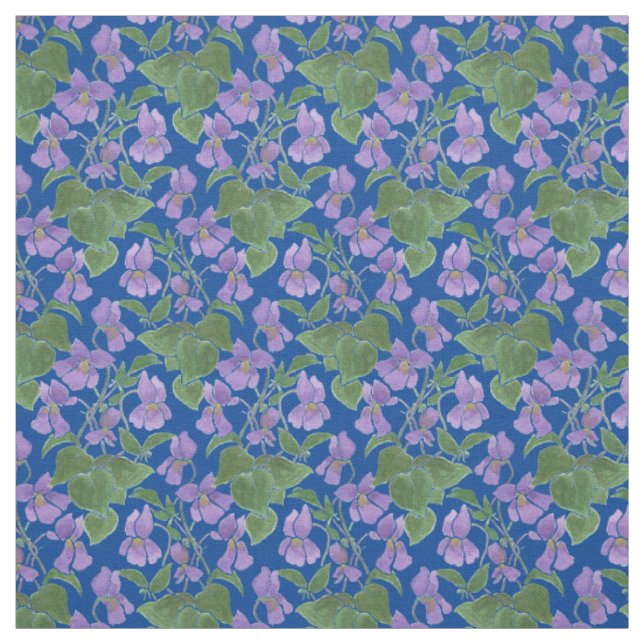 Custom Sweet Violets Repeat Pattern Floral Fabric (Swatch)
