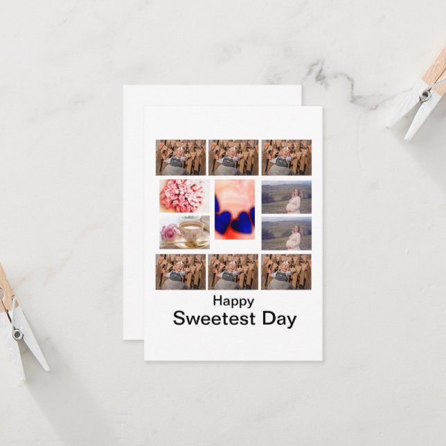 Custom Sweetest Day 11 Photo Collage  Invitation (Front/Back In Situ)