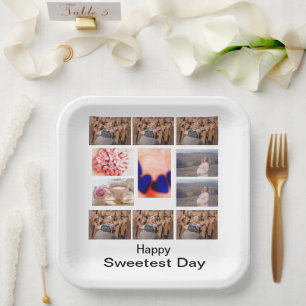 Custom Sweetest Day 11 Photo Collage Paper Plate