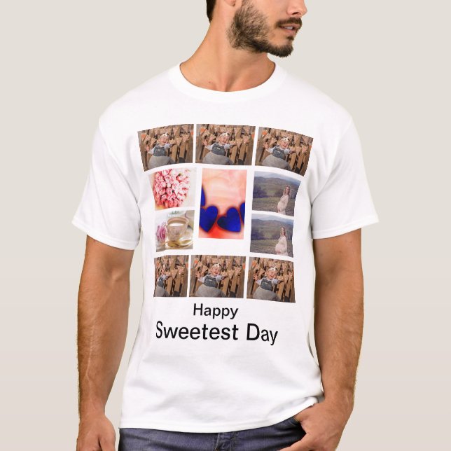 Custom Sweetest Day 11 Photo Collage T-Shirt (Front)