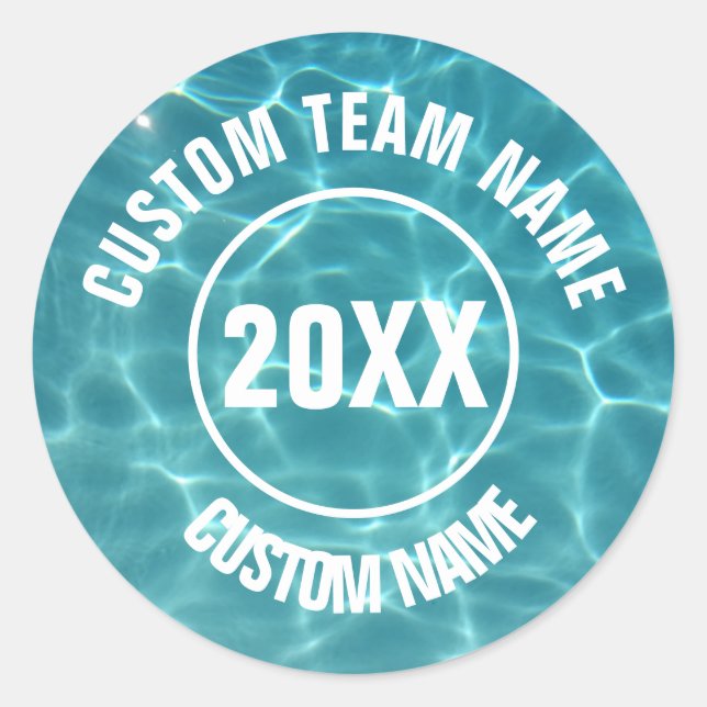 Custom swim team  classic round sticker (Front)