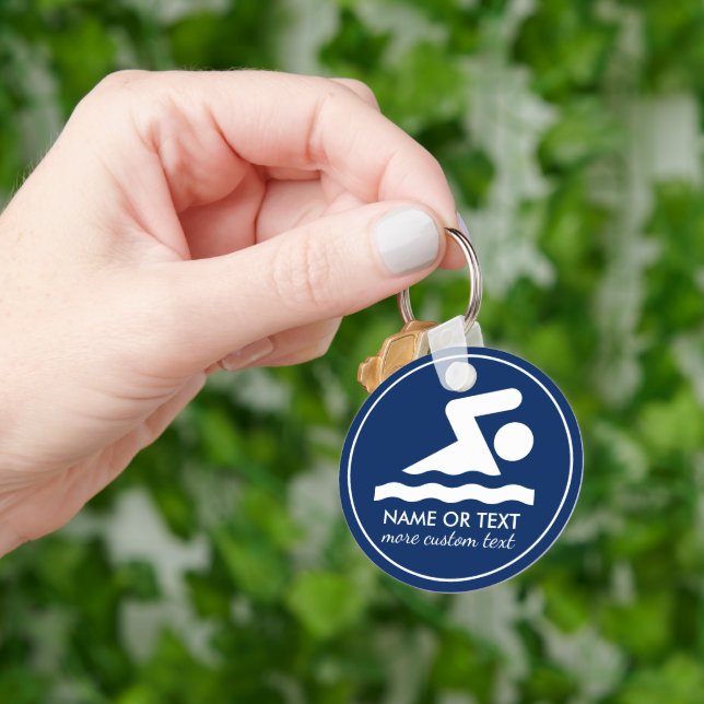 Custom Swim Team Swimmer Name Key Ring (Hand)