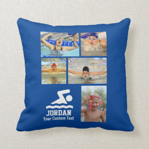 Custom Swimming Photo Collage Swimmer & Team Name Cushion